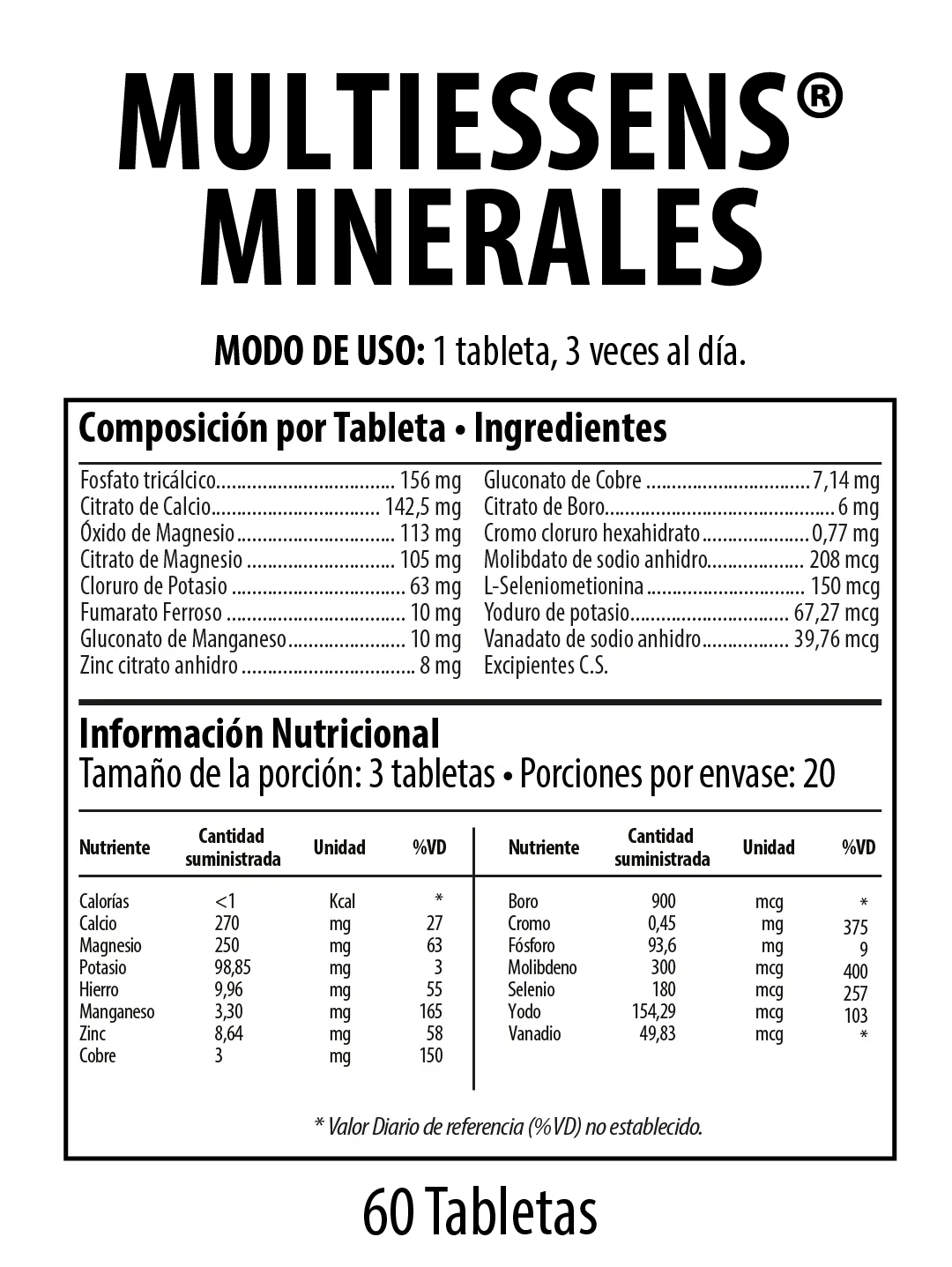 Multiessens Mineral Suplemento Dietario 60 Tabletas NUTRABIOTICS® - LASKIN