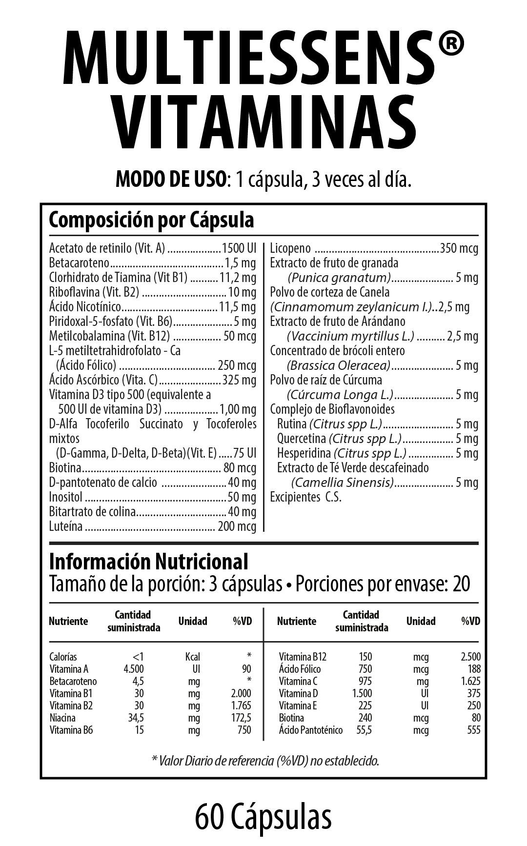 Multiessens Suplemento Dietario Vitaminas 60 Cápsulas NUTRABIOTICS® - LASKIN