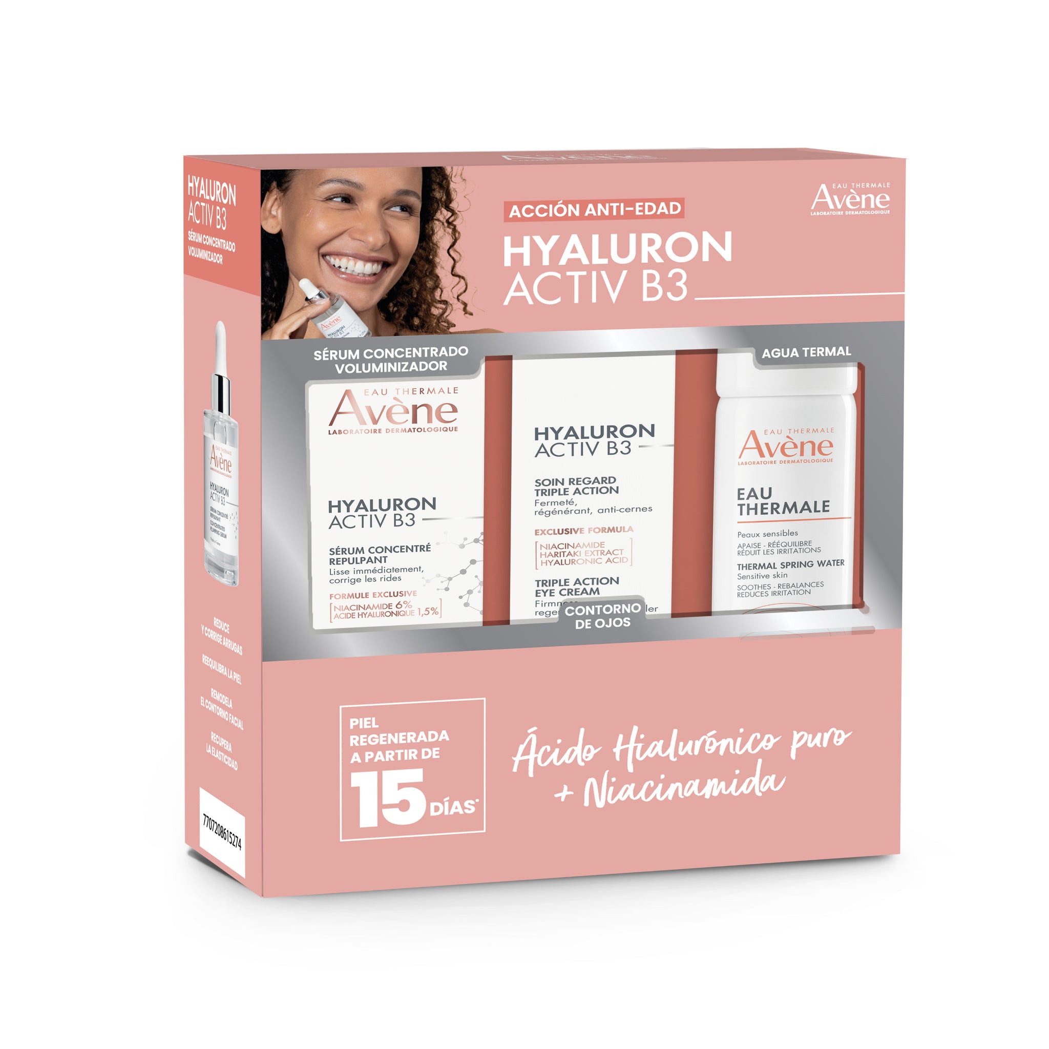 Kit Avene Hyaluron Activ B3 - Serúm Concentrado Voluminizador 30ml + Hyaluron Activ B3 Contorno De Ojos 15ml + Agua Termal 50ml PERCOS®