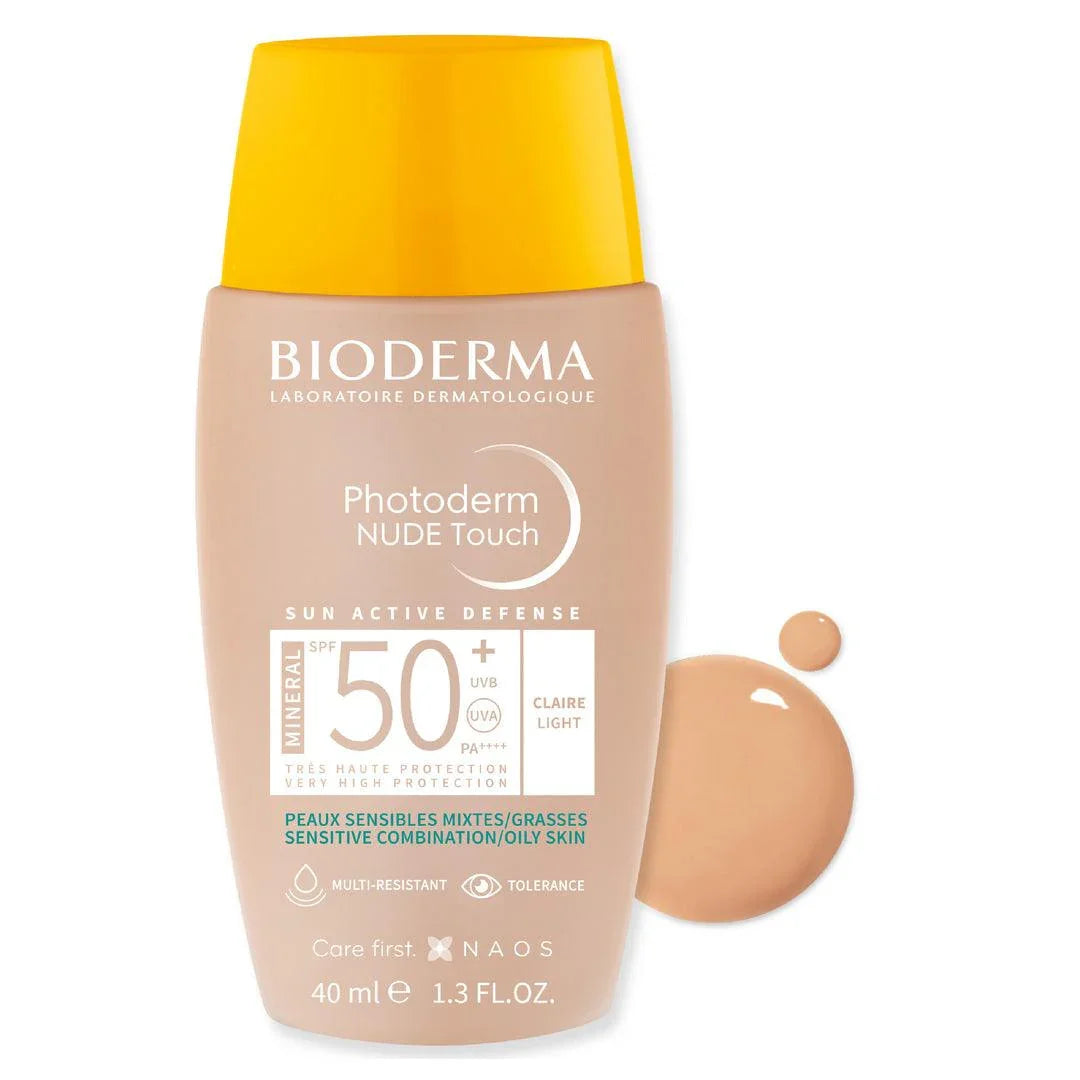 Fotoprotector facial Bioderma SPF 50+ para piel mixta, acabado nude, 40 ml