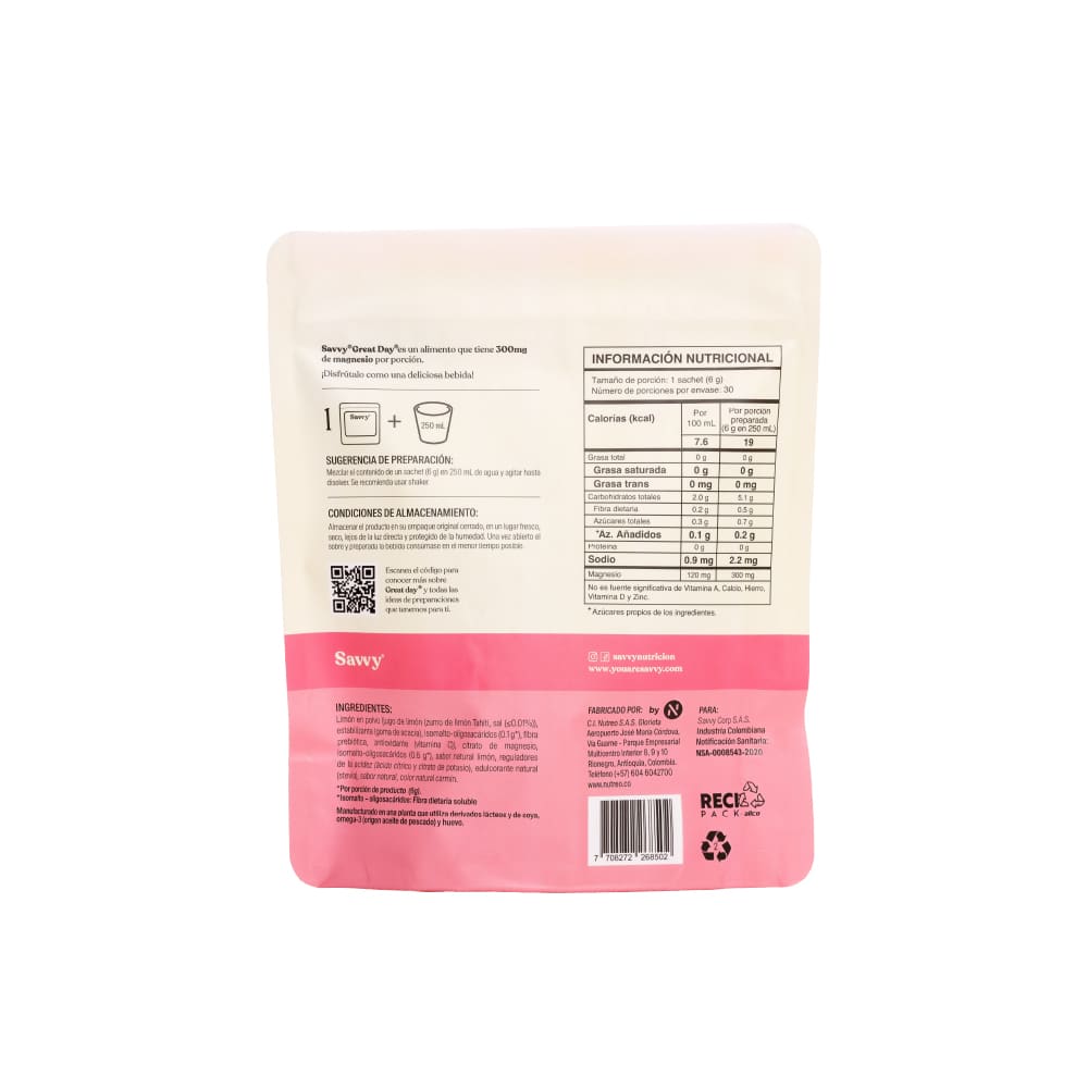 Citrato de magnesio | Great Day® limonada rosada 180g