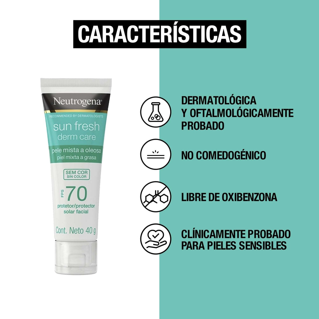Protector Solar Facial Sin Tono Sun Fresh Derm Care FPS70 40g Neutrogena®