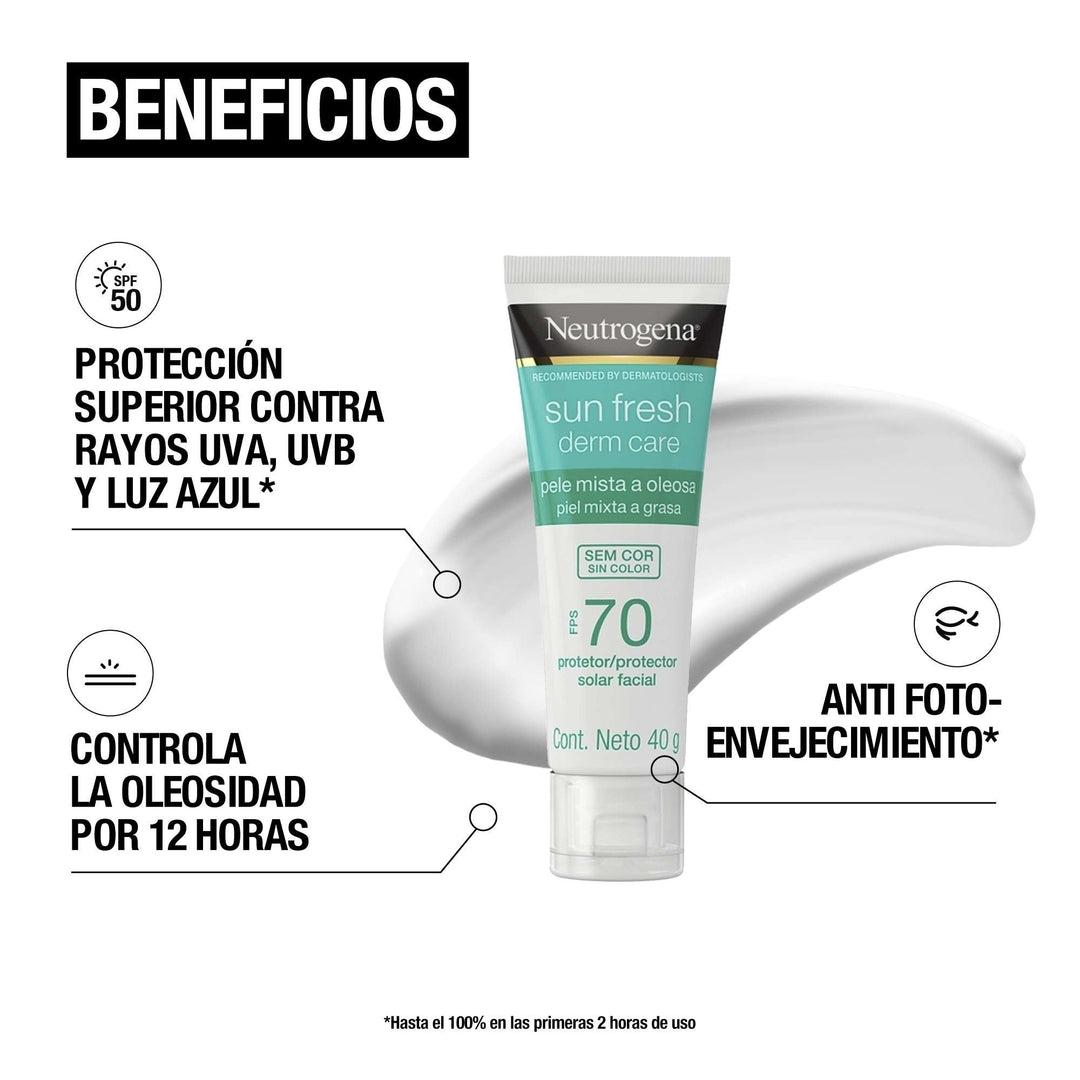 Protector Solar Facial Sin Tono Sun Fresh Derm Care FPS70 40g Neutrogena®