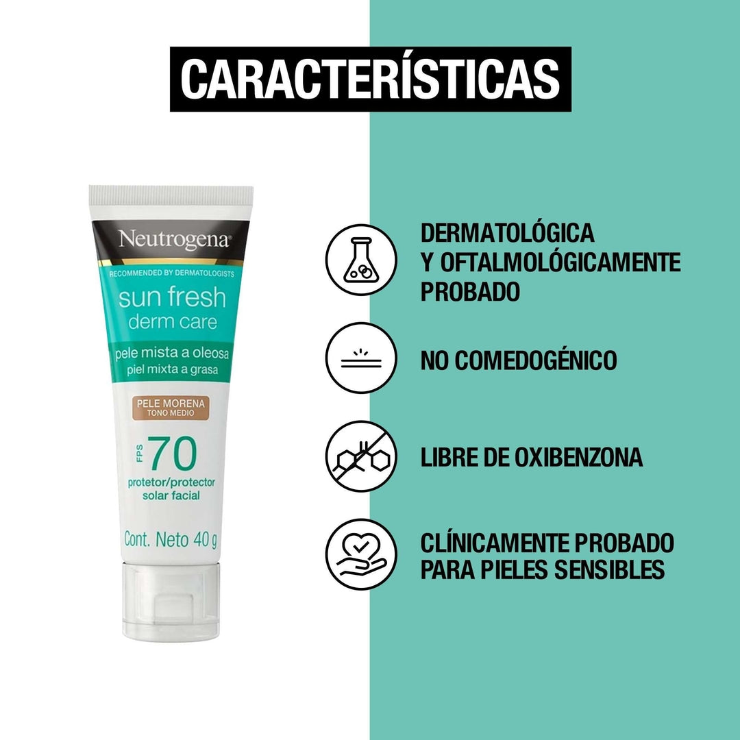 Protector Solar Facial Tono Medio Sun Fresh Derm Care FPS70 40g Neutrogena®