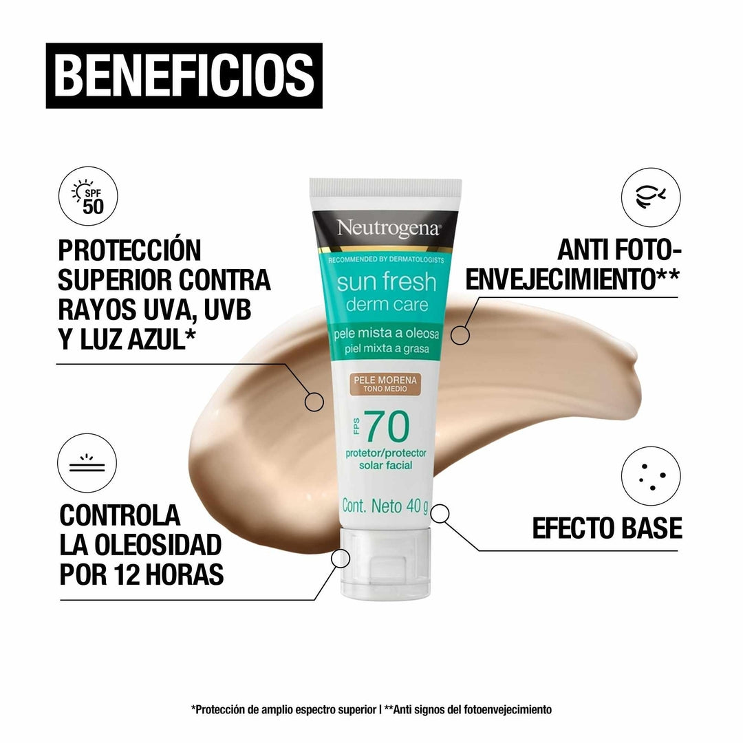 Protector Solar Facial Tono Medio Sun Fresh Derm Care FPS70 40g Neutrogena®