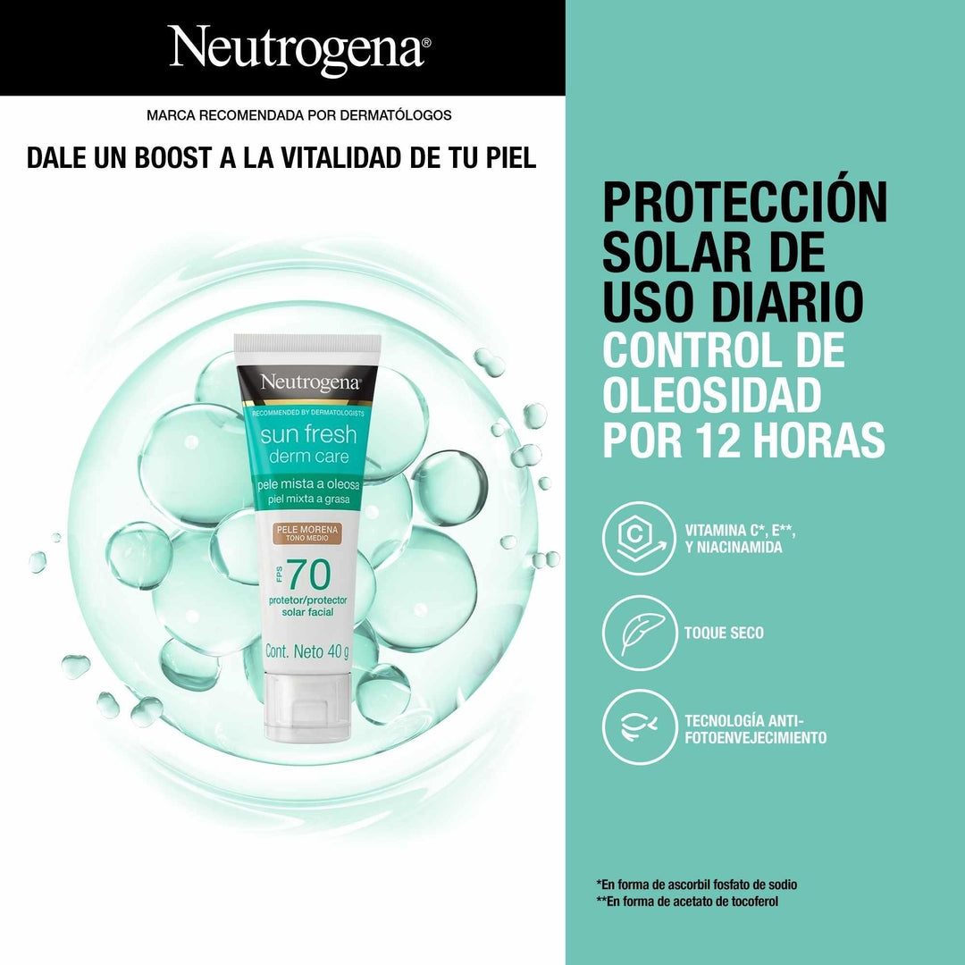 Protector Solar Facial Tono Medio Sun Fresh Derm Care FPS70 40g Neutrogena®