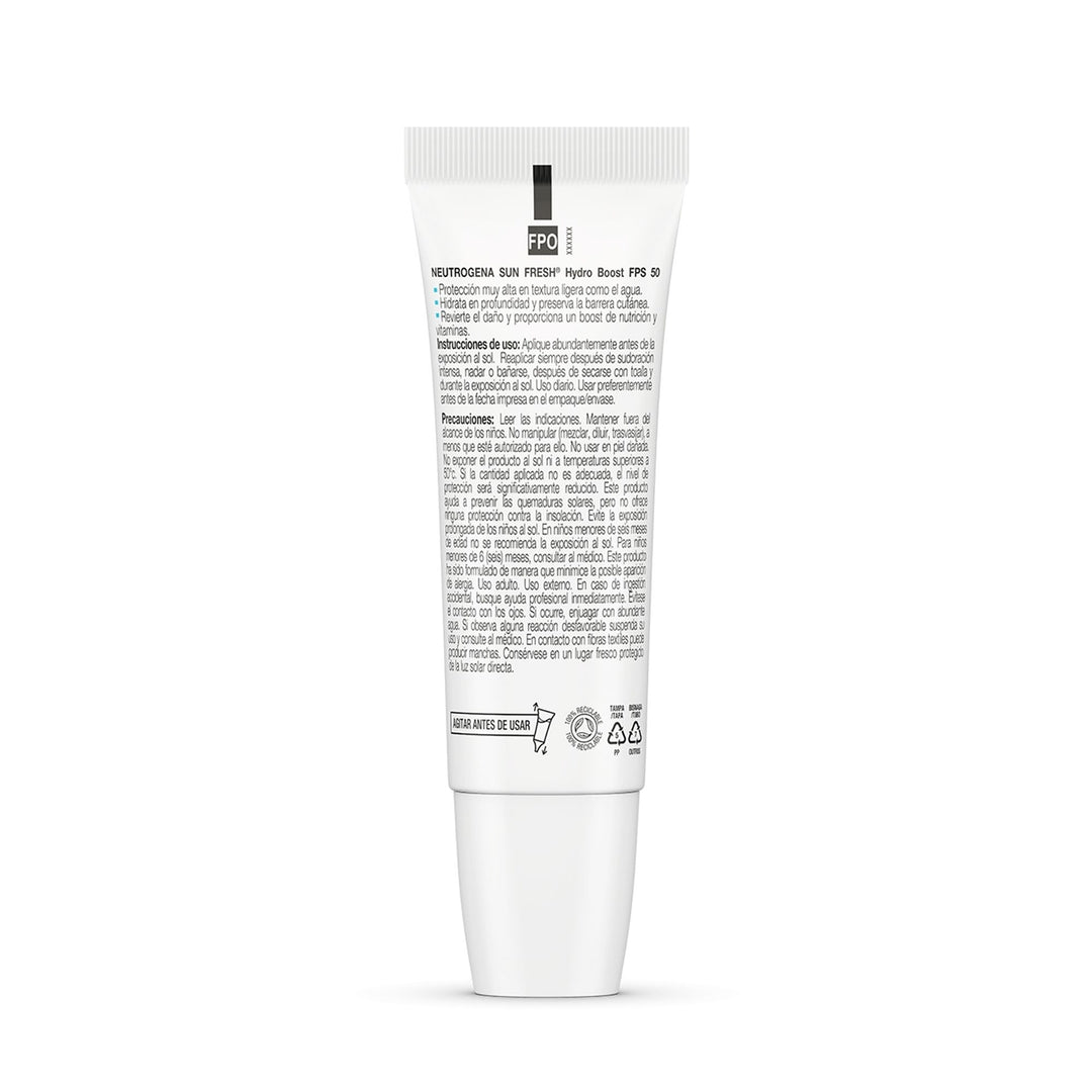 Protector Solar Facial Hydro Boost Ácido Hialurónico Sin Color FPS50 40mL Neutrogena®