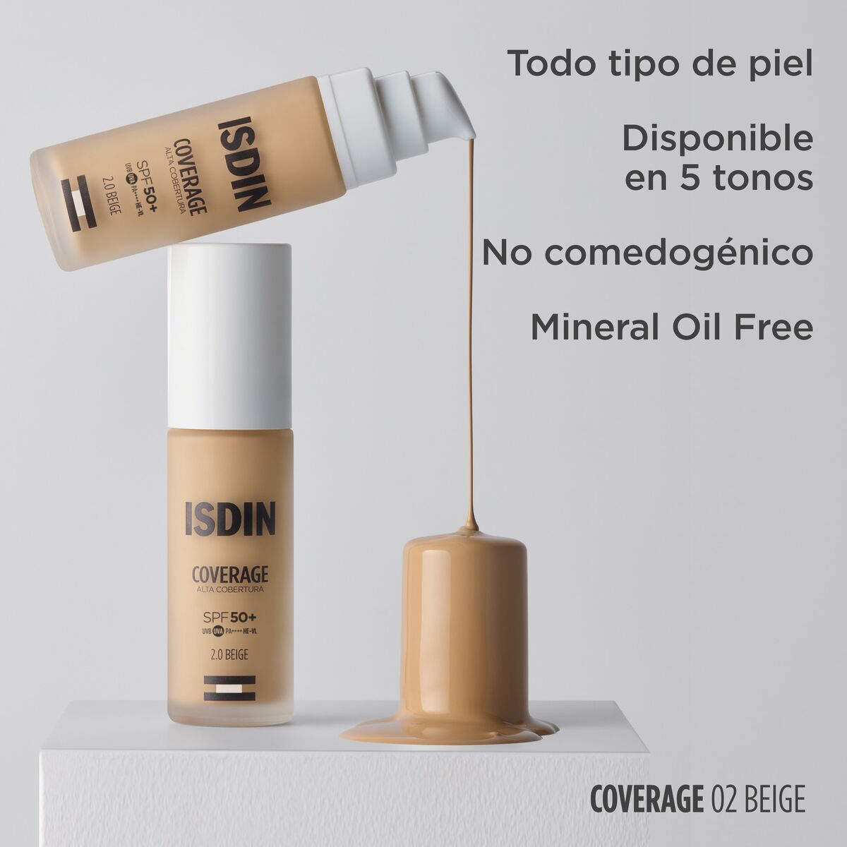 Coverage Base de Maquillaje Tono 2.0 Beige SPF 50+ x 30g ISDIN