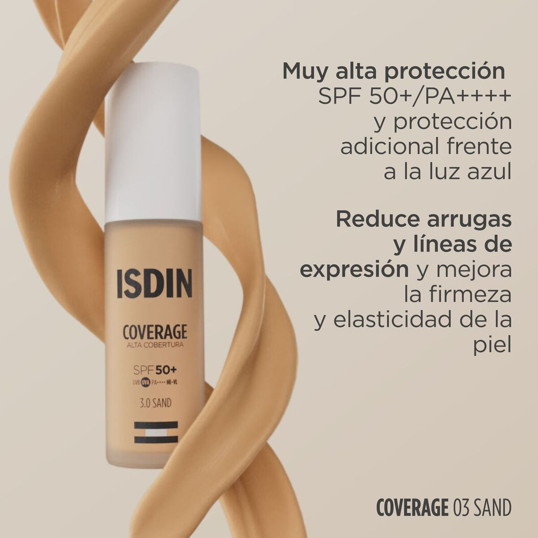 Coverage Base de Maquillaje Tono 3.0 Sand SPF 50+ x 30g ISDIN