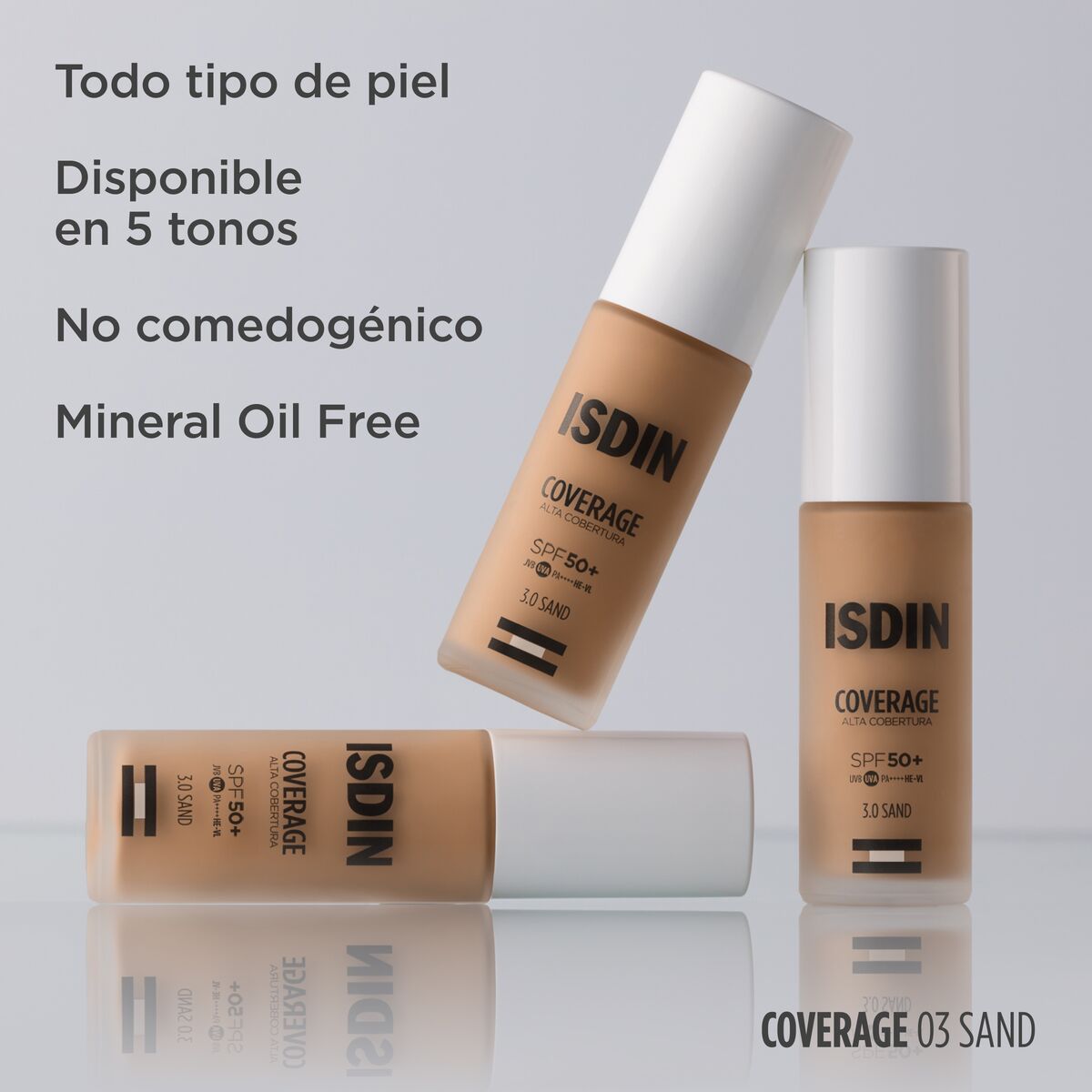 Coverage Base de Maquillaje Tono 3.0 Sand SPF 50+ x 30g ISDIN