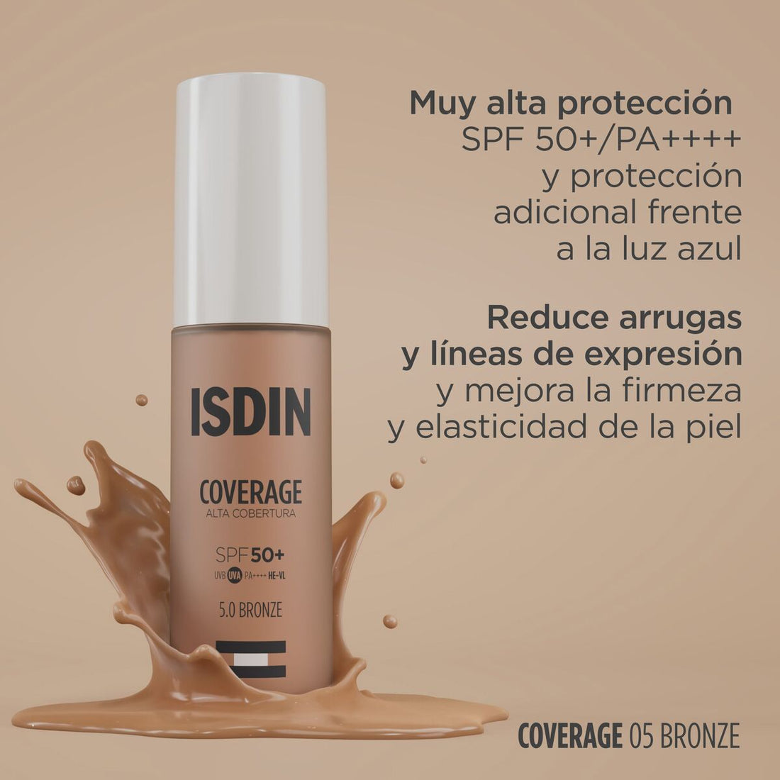 Coverage Base de Maquillaje Tono 5.0 Bronze SPF 50+ x 30g ISDIN