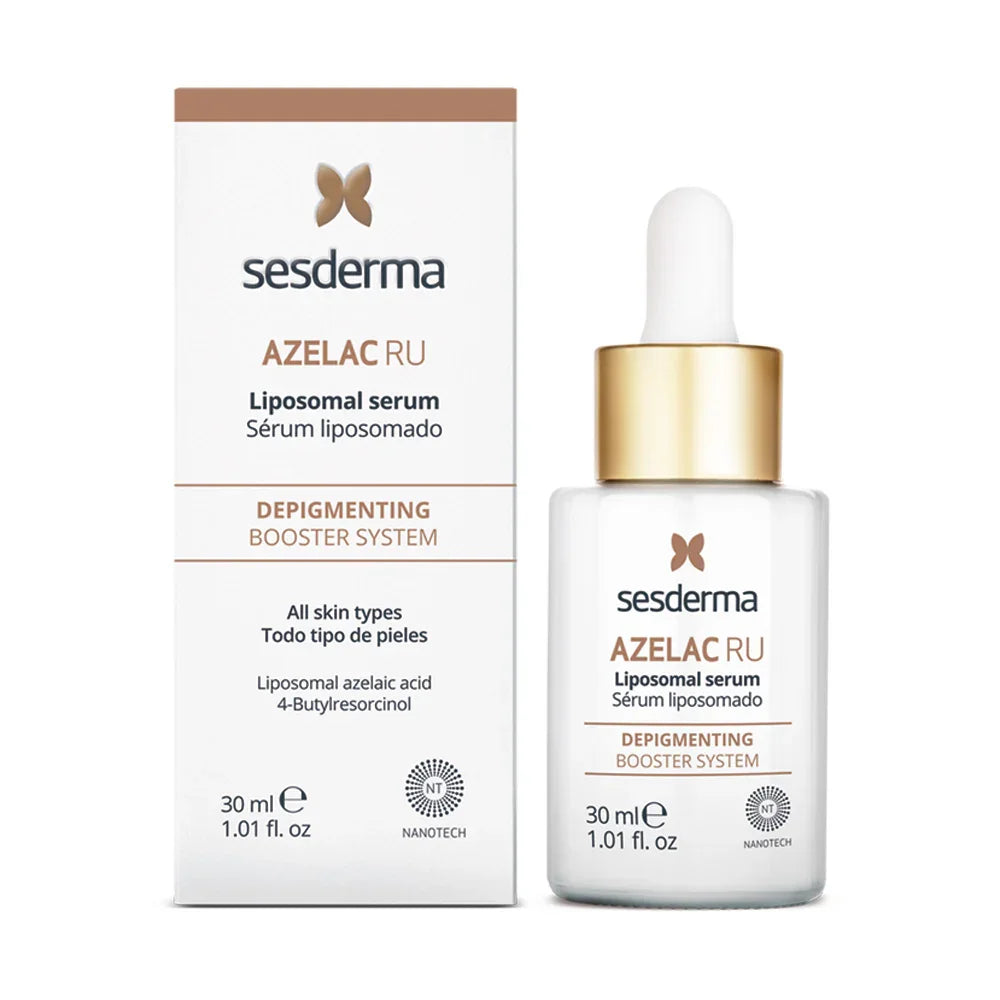 Serum liposomado despigmentante AZELAC RU de 30 ml con gotero, cuidado facial para manchas.