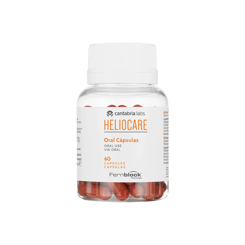 Frasco de cápsulas Heliocare oral de 60 unidades para protección solar y cuidado de la piel