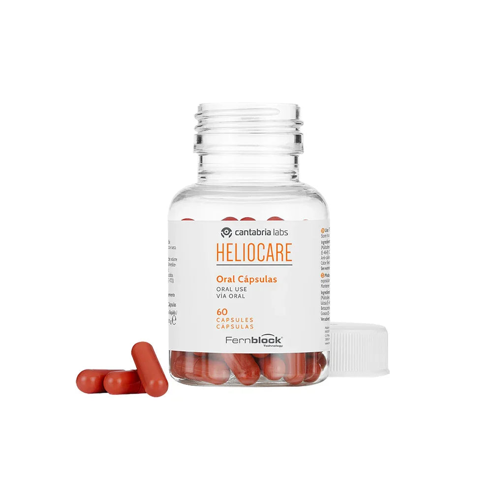 Frasco de cápsulas Heliocare para uso oral, suplemento dermatológico, 60 unidades