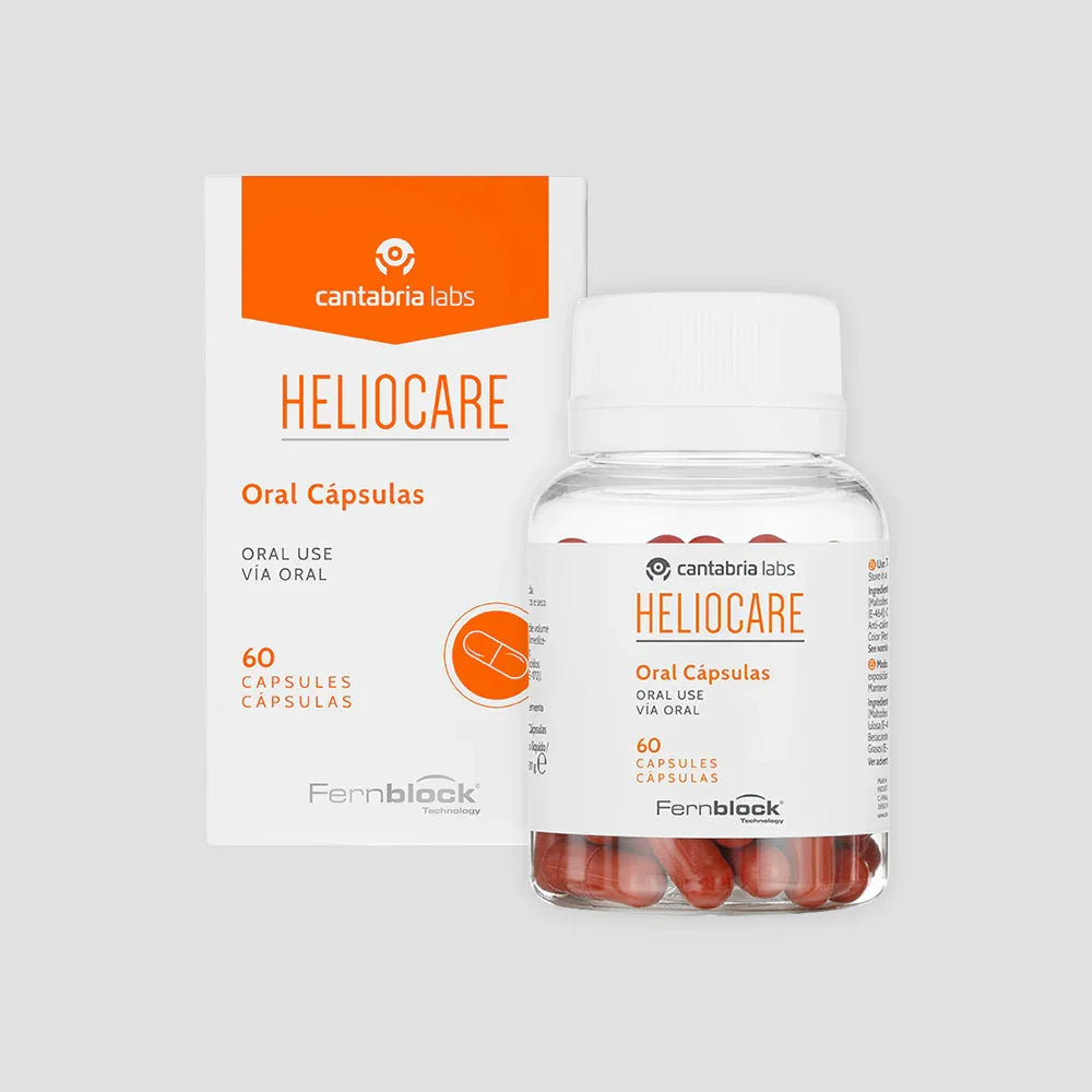 Cápsulas Heliocare para vía oral, envase de 60 unidades para protección solar desde el interior