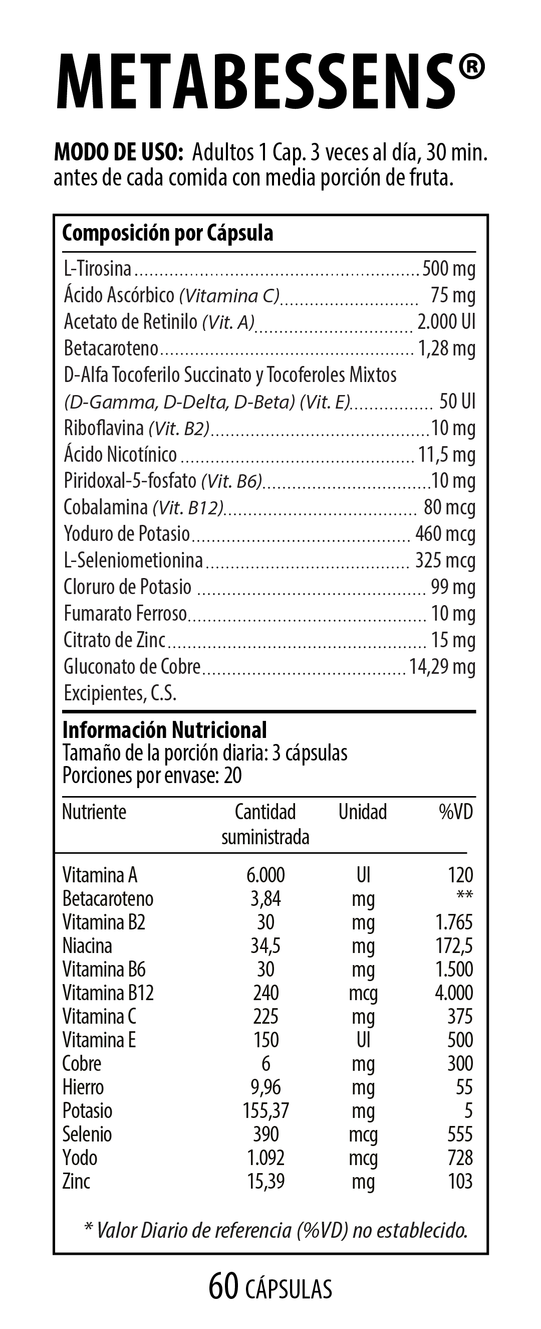 Metabessens Frasco 60 Cápsulas NUTRABIOTICS® - LASKIN