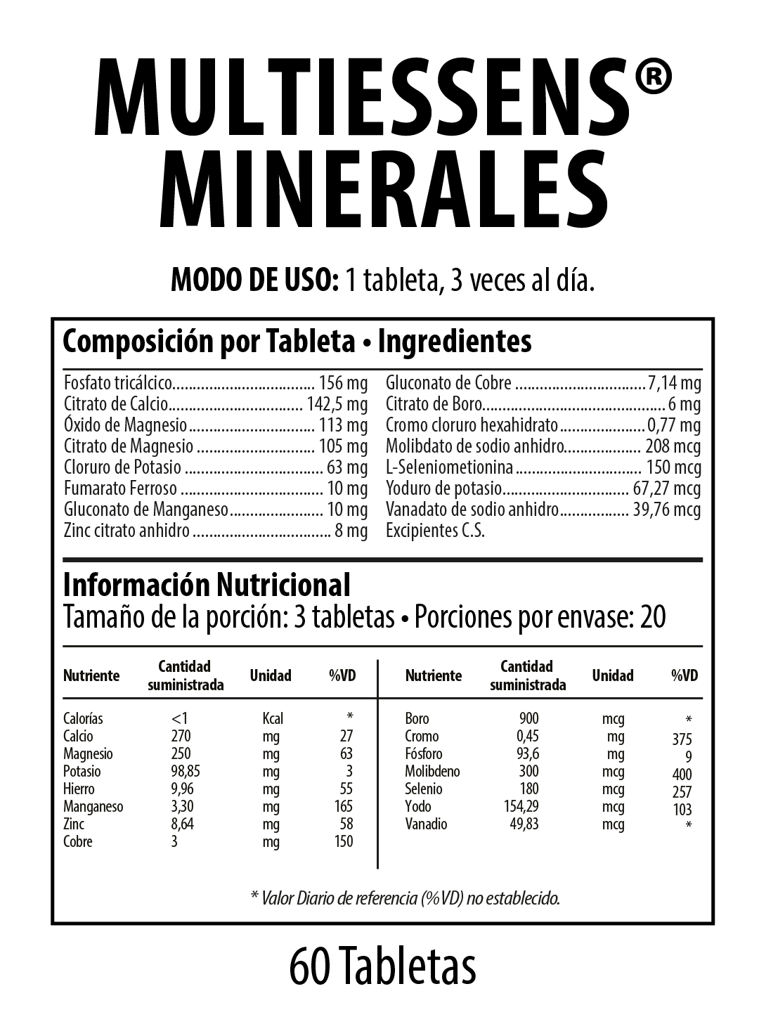 Multiessens Mineral Suplemento Dietario 60 Tabletas NUTRABIOTICS®