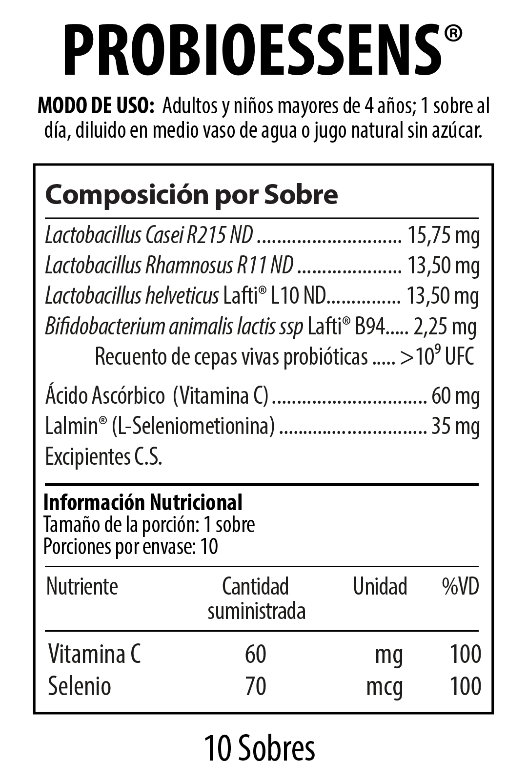 Probioessens Suplemento Dietario 30 Sobres NUTRABIOTICS®