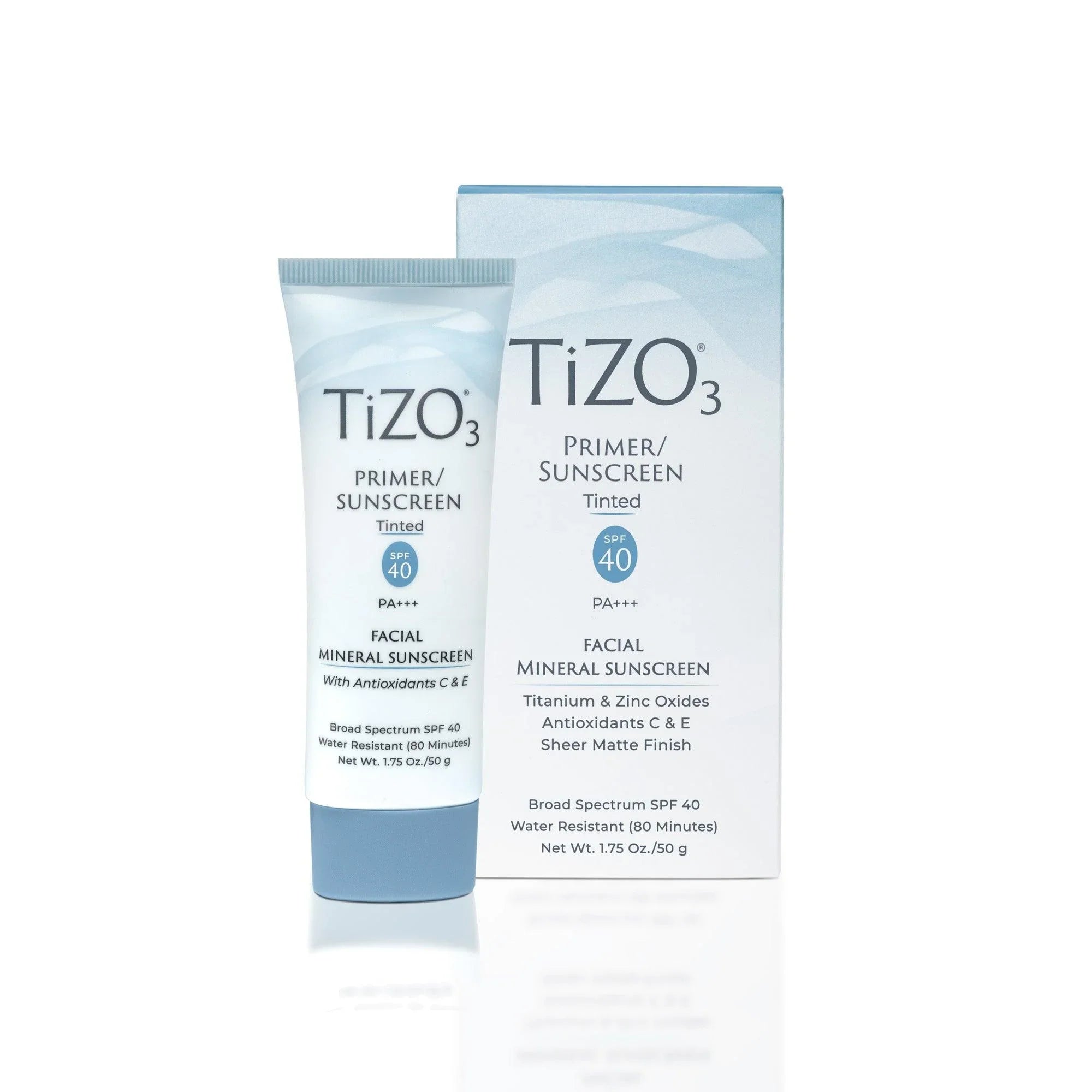 Protector solar facial mineral TiZO3 SPF 40, antioxidantes, presentación de 50g.