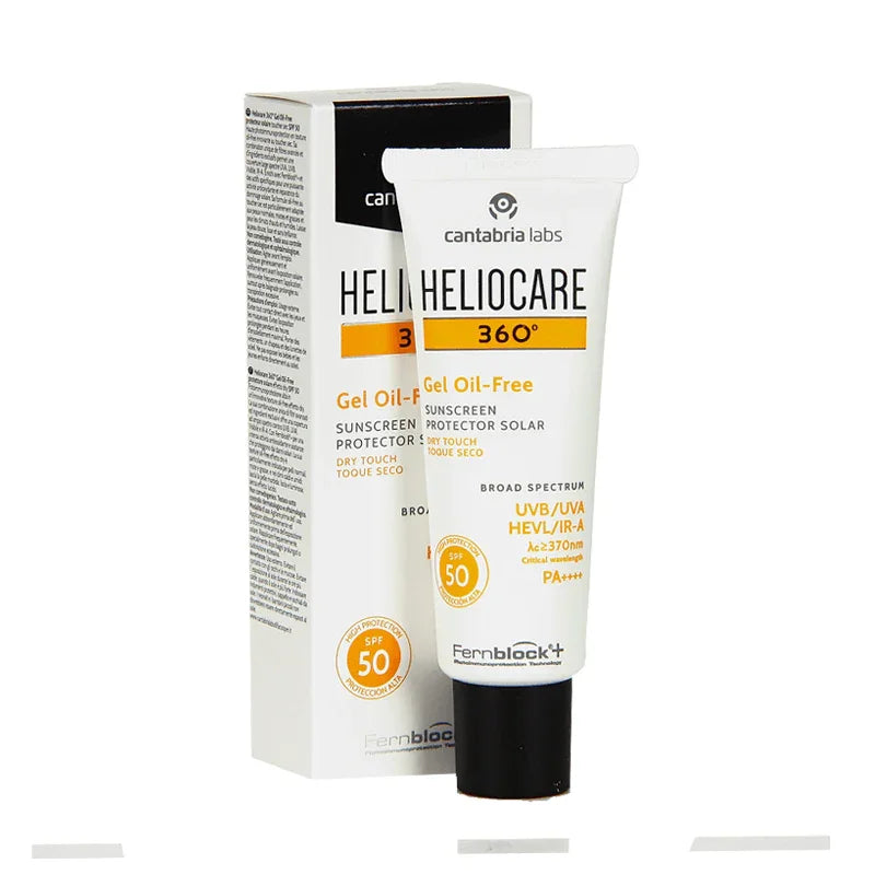 Protector solar Heliocare 360° toque seco SPF50 gel oil-free, envase de 50ml.