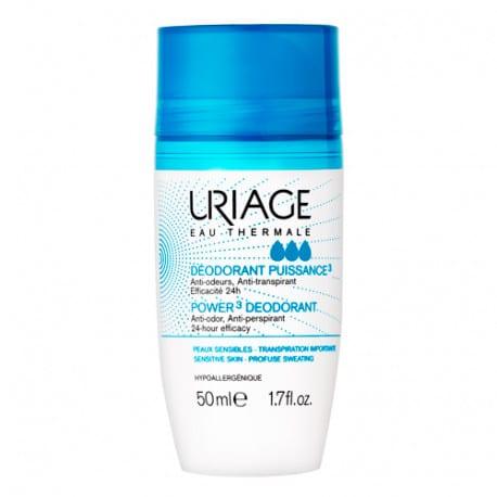 Desodorante roll-on Uriage 50 ml, antitranspirante para piel sensible, tapa azul