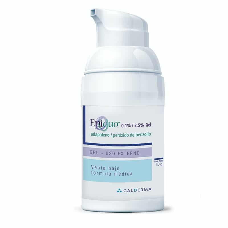 Gel Epiduo 30g adapaleno y peróxido de benzoilo, tratamiento antiacné en envase blanco