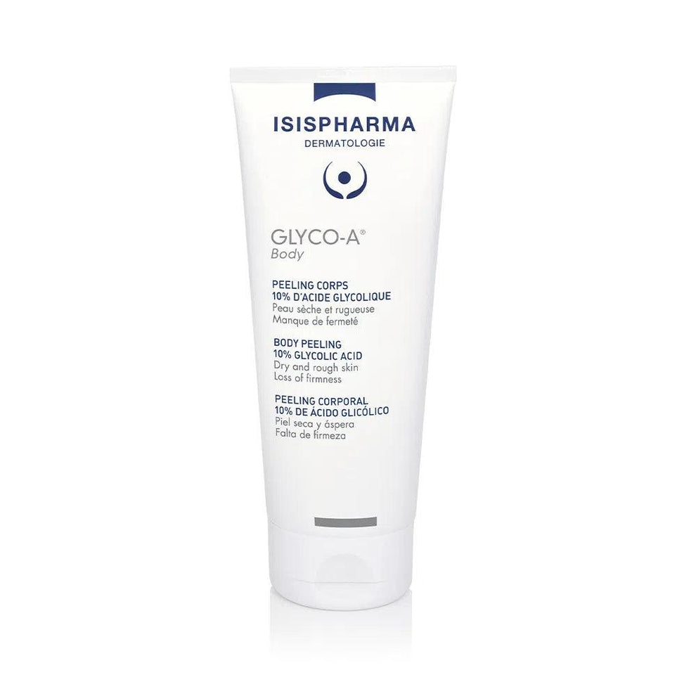 Decídase por un peeling corporal para suavizar, tonificar e hidratar la piel en profundidad con la crema GLYCO-A® Body. Su concentración óptima de ácido glicólico del 10 % convierte a esta crema en el aliado ideal para mejorar visiblemente la textura de la piel, ayudando a eliminar las asperezas propias de la piel seca y actuando sobre la falta de firmeza. El pH de GLYCO-A SOFT Peeling es de 3,8 a efectos de lograr el perfecto equilibrio entre la eficacia del tratamiento y la tolerancia de la piel.
Aplicar una vez al día sobre las zonas del cuerpo que se quieran exfoliar.
Durante el día, cubrir la zona del cuerpo tratada con ropa o aplicar una crema de protección solar alta.